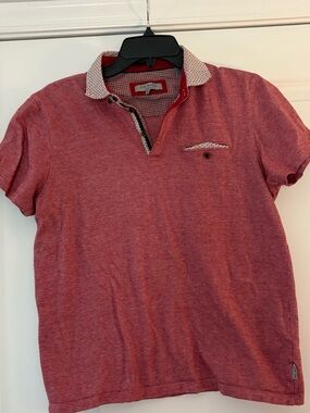 Ted Baker Men’s Red Heather with Contrast Trim Polo Shirt